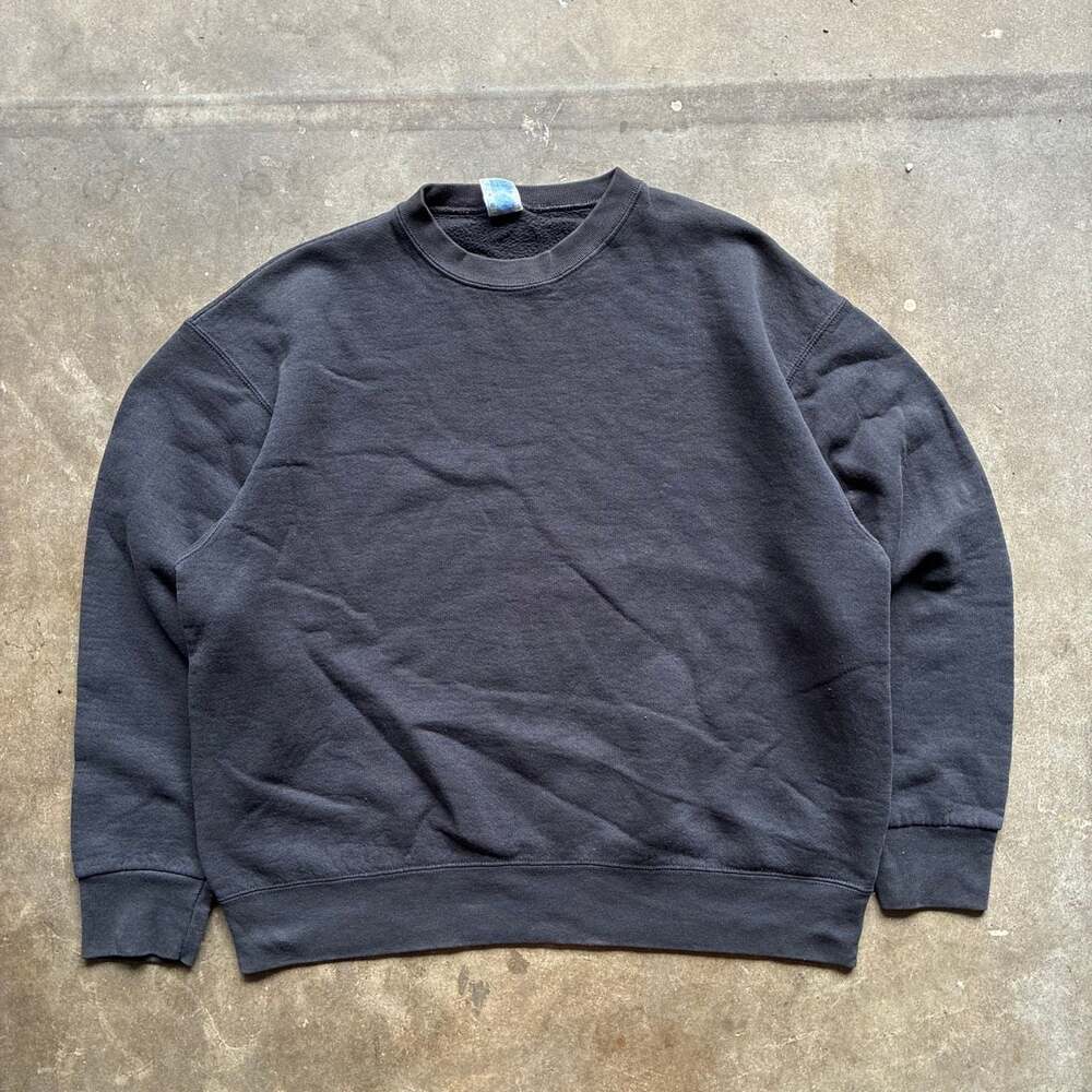 Early 2000’s Fruit of the Loom Vintage Blank Faded Black Crewneck Sweatshirt